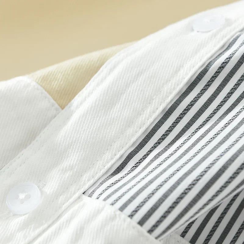 Herren Shirt Lässig Patchwork Baumwolle 4