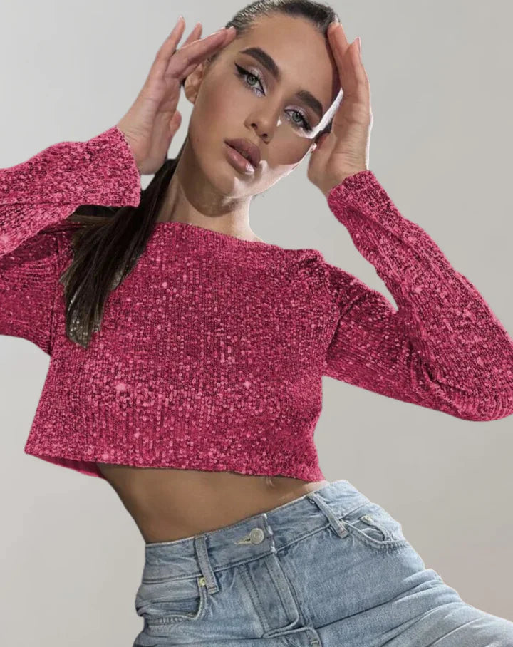 Variant image for Damen Crop Top Funkelnd Glamourös Aus Hochwertigem Material-9