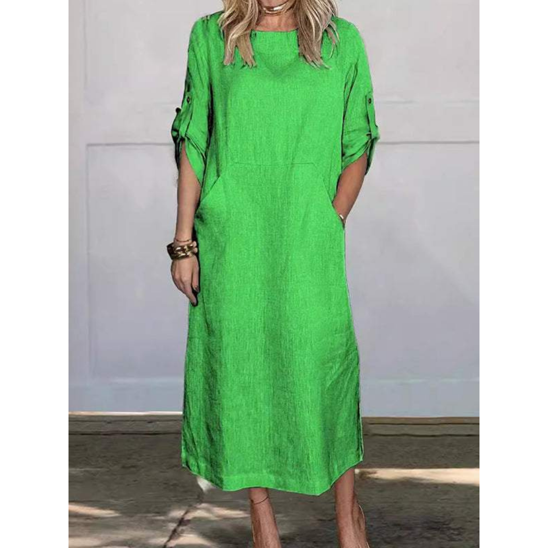 Variant image for Damen Maxikleid Lässig Baumwollmix Sommer Lange Kleider-7