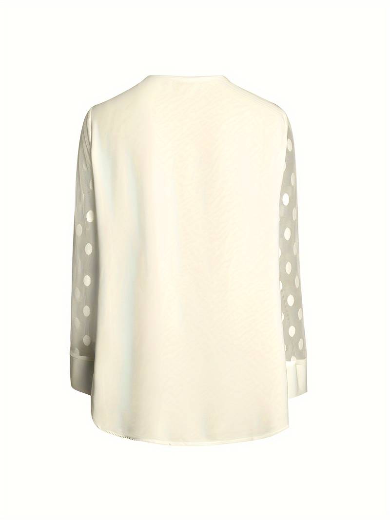 Damen Langarm-Top mit gekerbtem Ausschnitt Eleganz-2