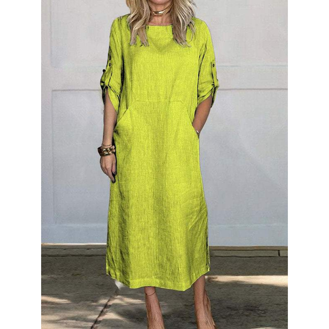 Variant image for Damen Maxikleid Lässig Baumwollmix Sommer Lange Kleider-31