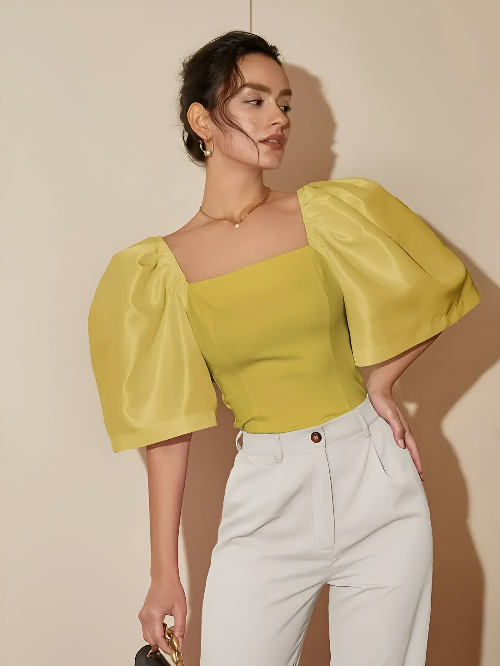 Variant image for Damenbluse Elegante Schmale Form Quadratischer Ausschnitt Hochwertige Baumwollmischung-49