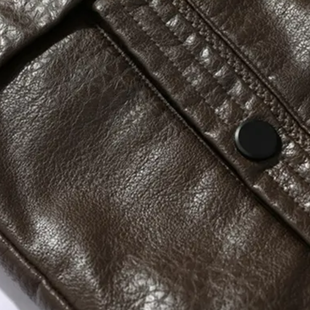 Herren Mantel Lang Leder Stilvoll Warm für Winter-6