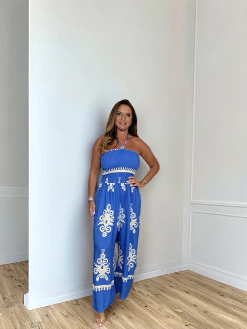 Damen Jumpsuit Festlich Schulterfrei Eleganter Polyester Overall-6