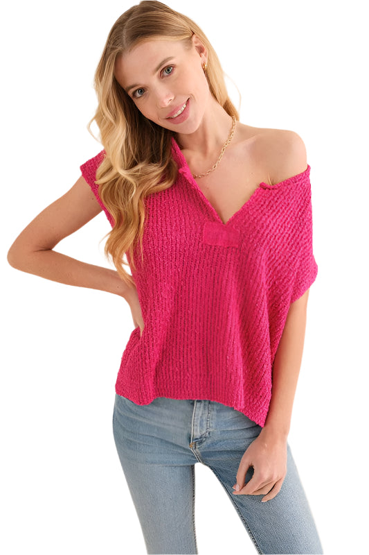 Ärmelloser Pullover für Damen in Fuchsia 0