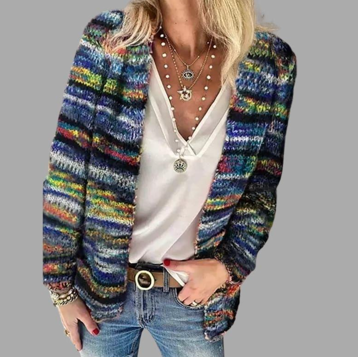 Variant image for Damen Strickjacke Bunt Bequeme Acryl Cardigan für Stilvollen Look-9