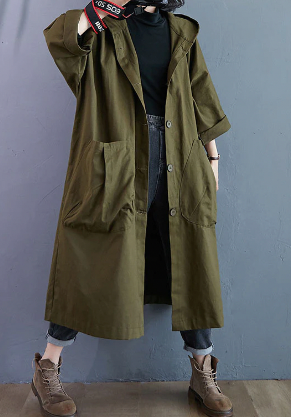 Variant image for Damen Lange Jacke Modisch Warmes Material-1