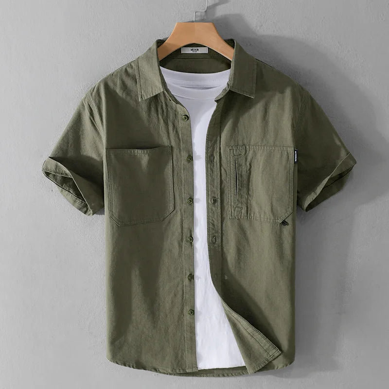 Herren Hemden Kurzarm Baumwolle Lässig Sommer Hemd 1