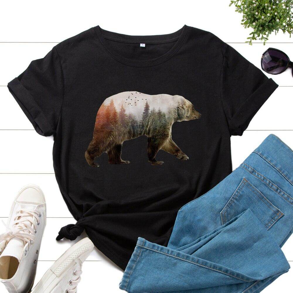 Damen Baumwolle Bär Tee