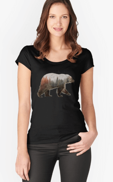 Damen Baumwolle Bär Tee