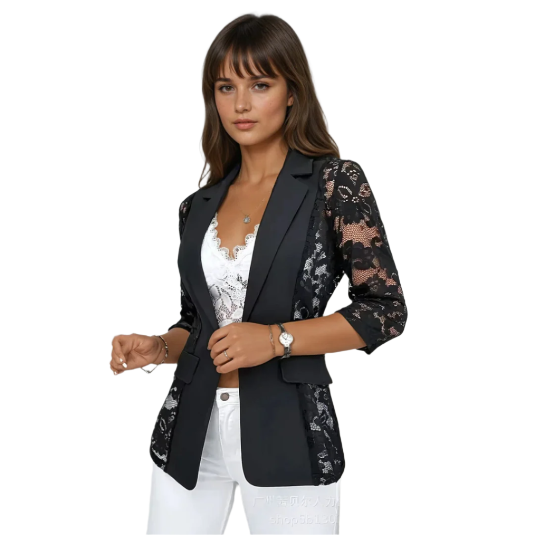 Damen Blazer Tailliert Spitze Leicht Polyester-Viskose-Mischung 0