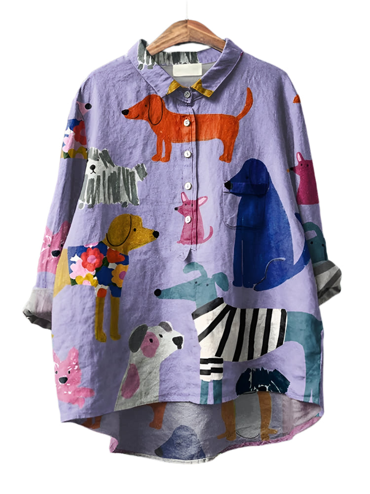 Damen Bluse mit verspieltem Druck und lässigem Schnitt 0