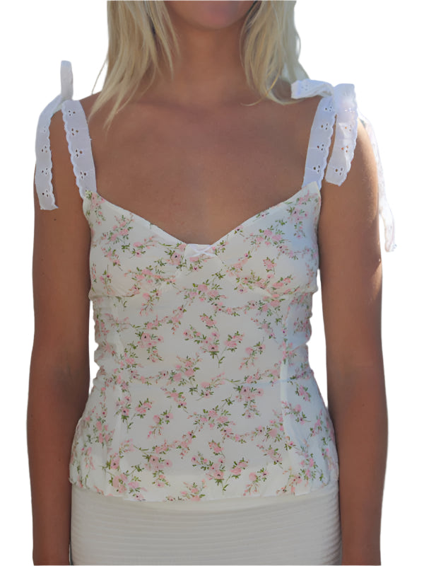 Damen Cami Top V-Ausschnitt Bohemian Druck Polyester 0