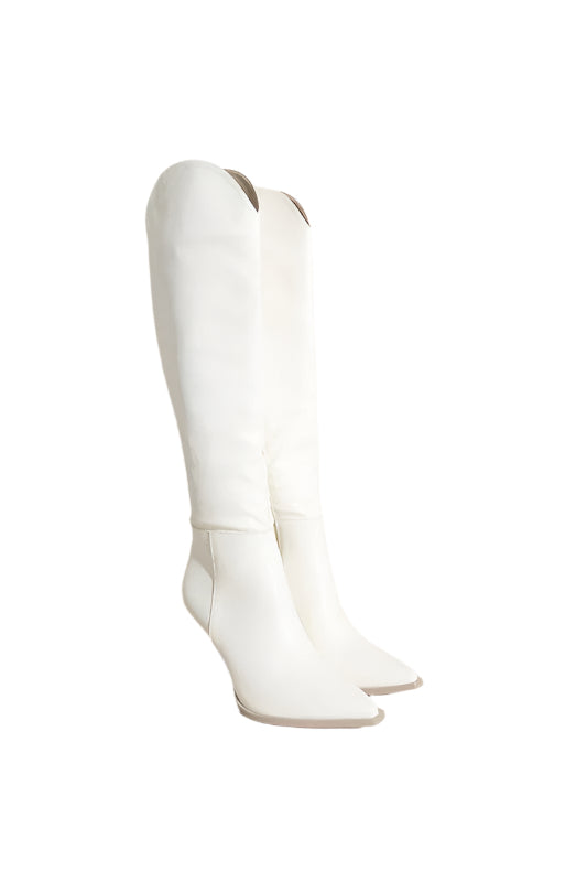 Damen Cowboy Stiefel Knöchelhoch Kunstleder Weiß 0