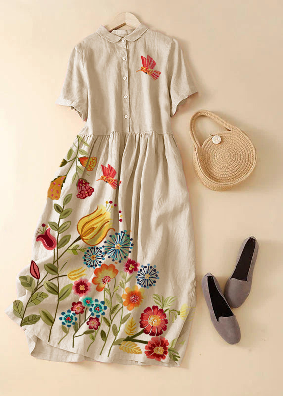 Damen Festliches Kleid mit Peter-Pan-Kragen und Kurzen Ärmeln 6