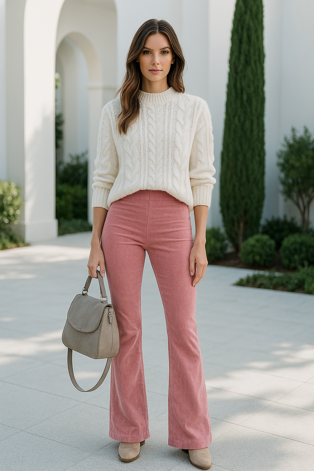 Damen Flared Hose Hohe Taille Stoffhose für Trendigen Look 2