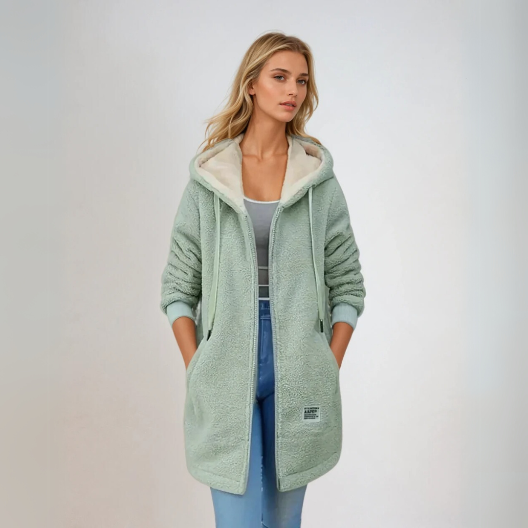 Damen Fleecejacke Oversized mit Sherpa-Futter 1