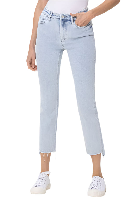 Damen Hoch geschnittene Gerade Jeans aus leichtem Denim 0