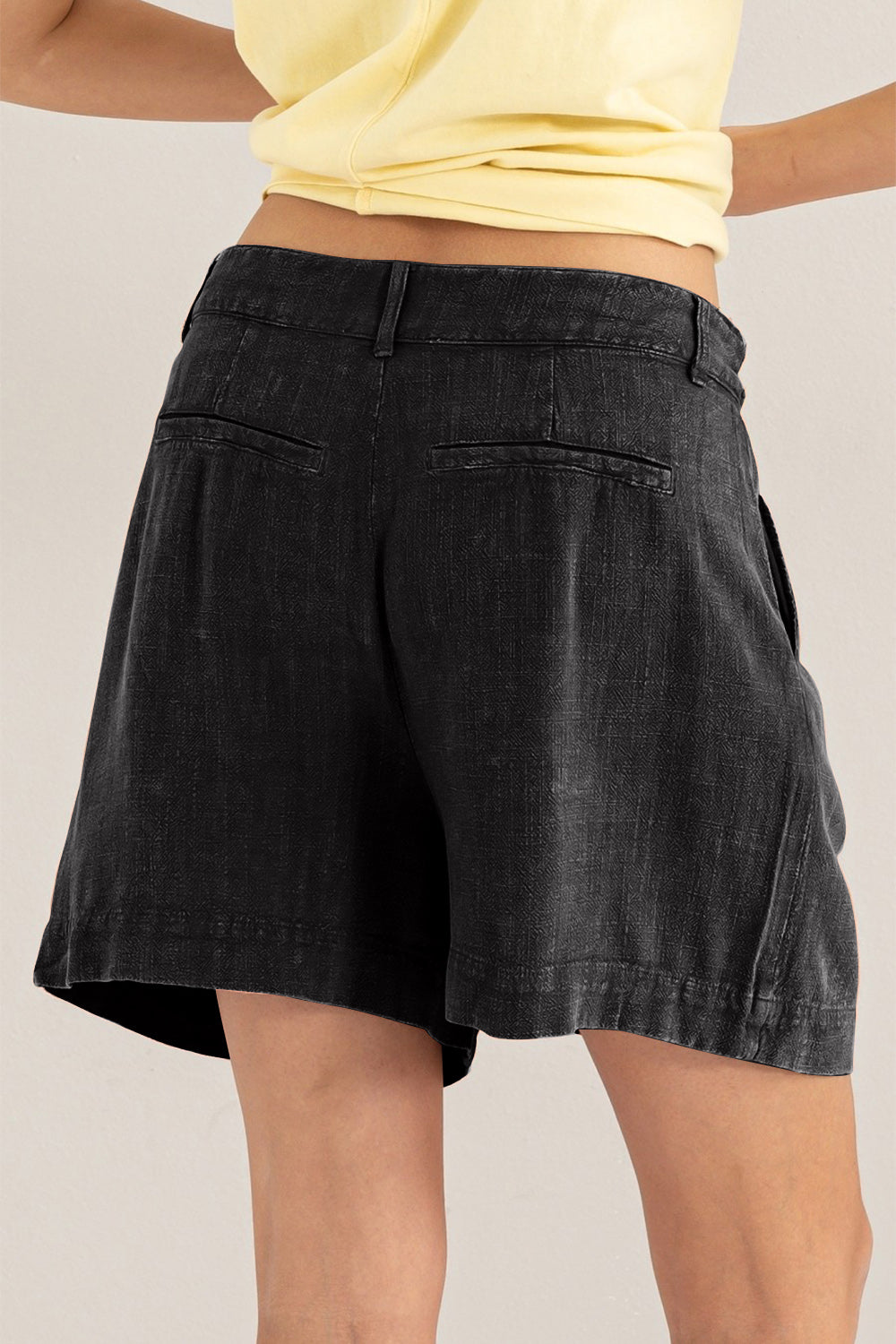 Damen Hochtaillierte Shorts aus Leinen mit Falten für Sommer 1