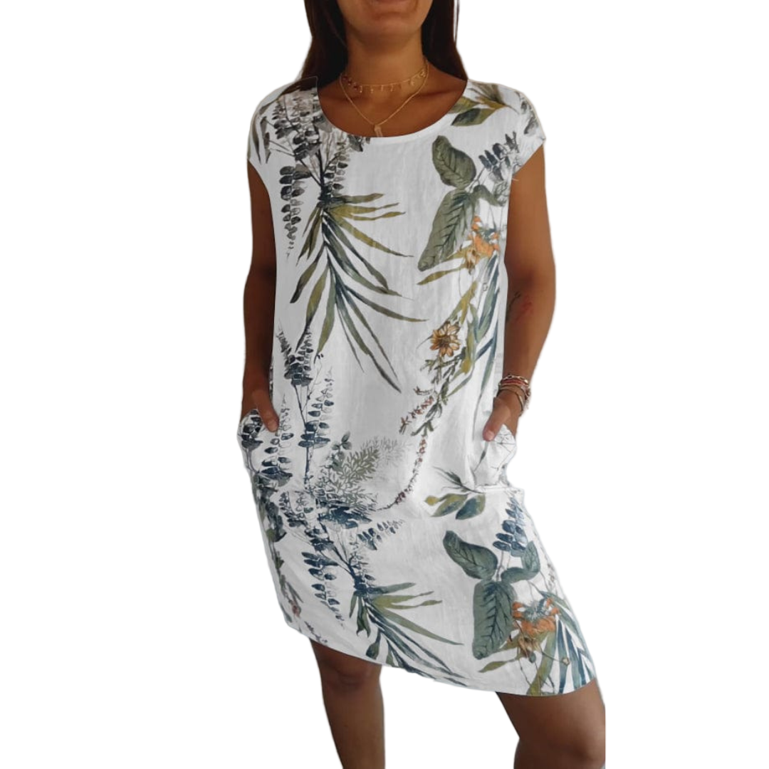 Damen Kleid Rundhalsausschnitt Bequem Sommerstil 0