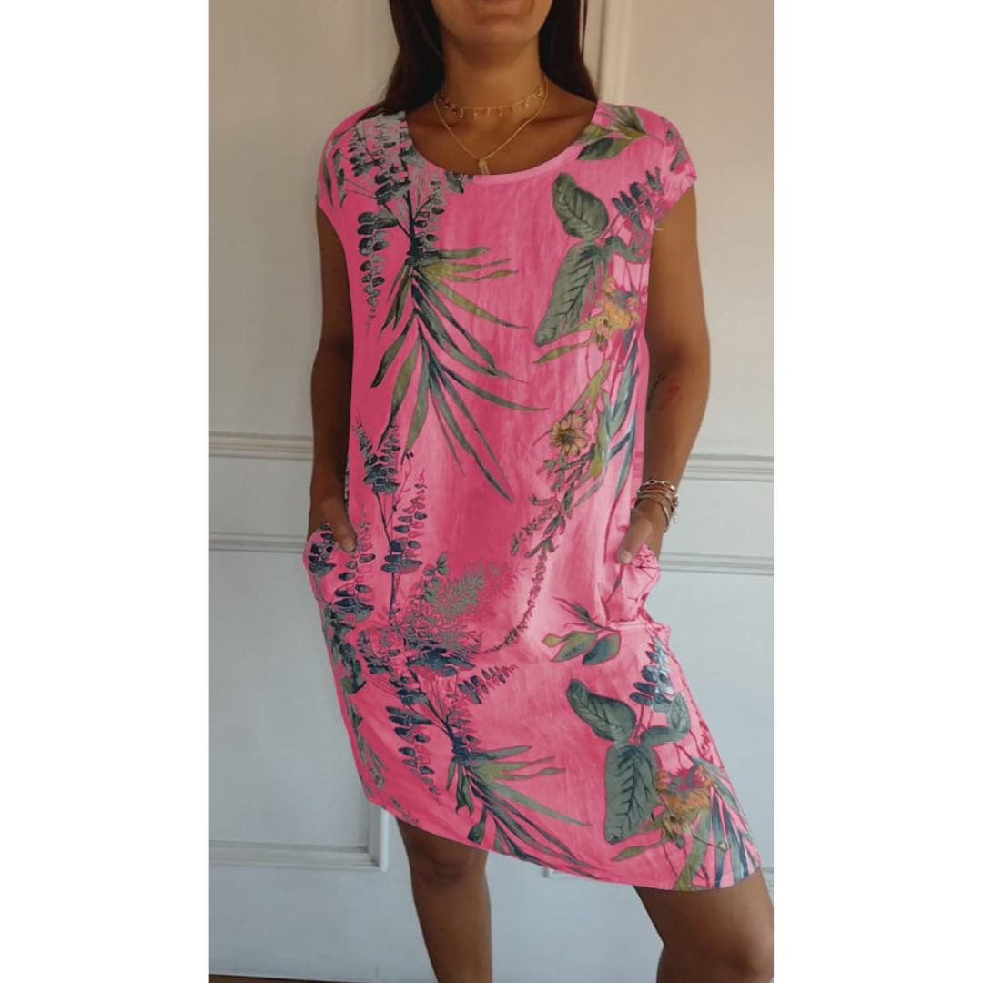 Damen Kleid Rundhalsausschnitt Bequem Sommerstil 1