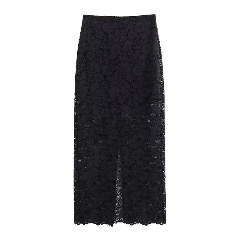 Damen Lace Blazer und Rock Set Eleganter Stil 4