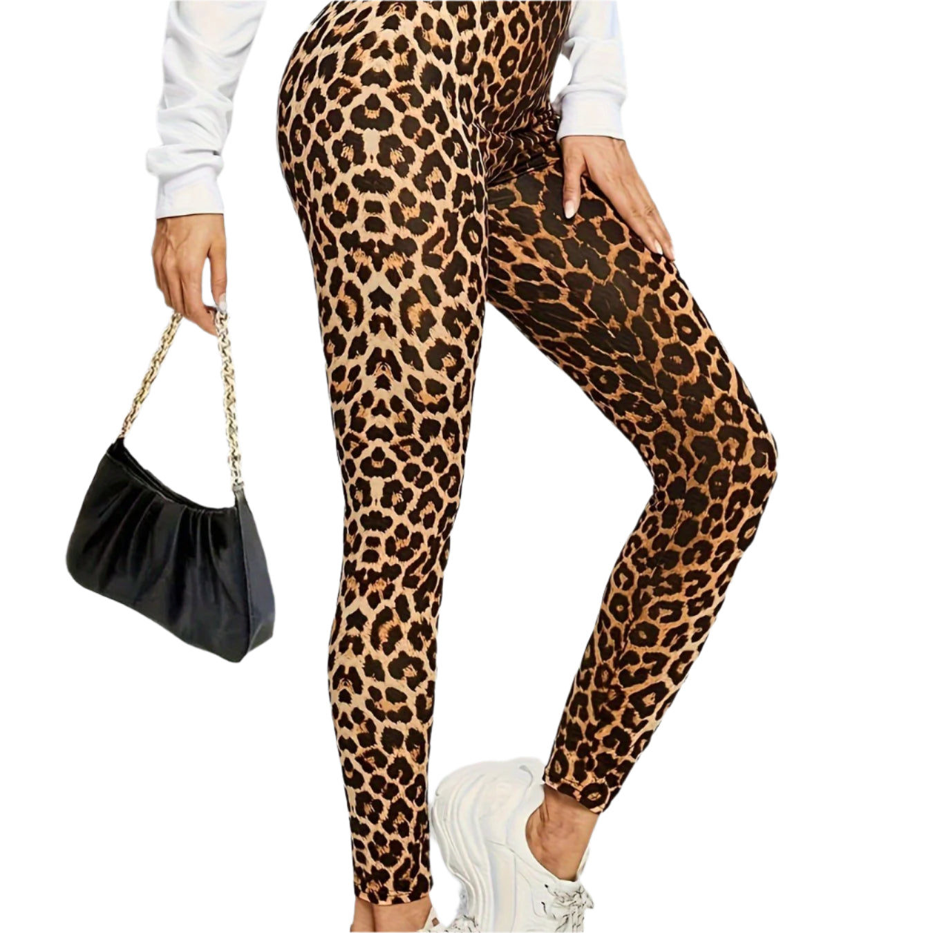 Damen Leggings mit Leopardenmuster und elastischem Material 0