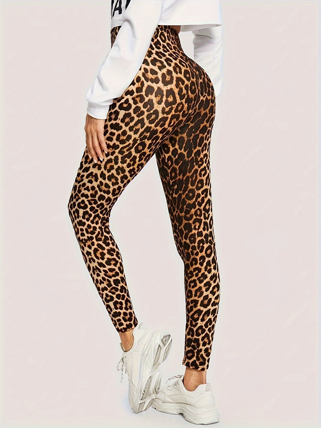 Damen Leggings mit Leopardenmuster und elastischem Material 2