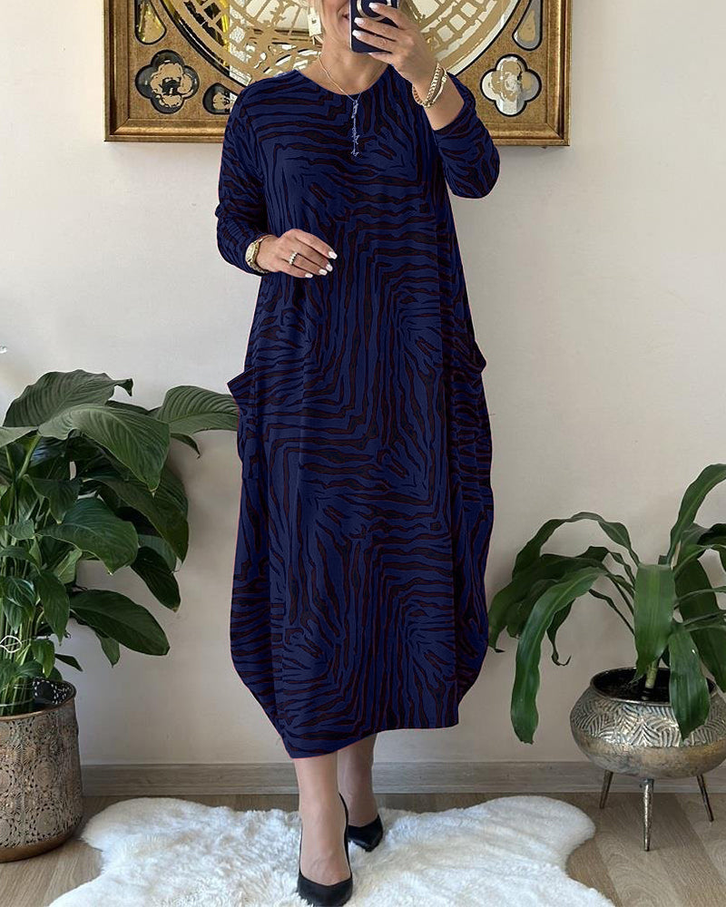 Damen Maxi Kleid Mit Print Und Taschen 6