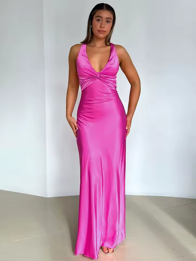 Damen Maxikleid Ärmellos Fließend 5