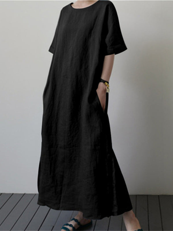 Damen Midi Kleid Mit Gürtel Und Seitenschlitz 2