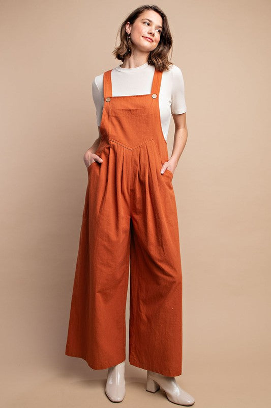 Damen Overall mit Paspelierung und Taschen in Rostfarbe 1