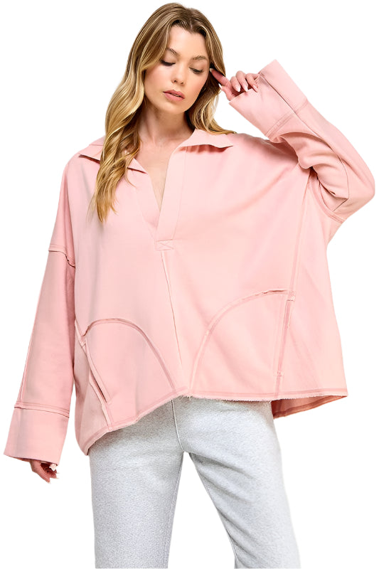 Damen Pullover V-Ausschnitt Dolman Ärmel 0