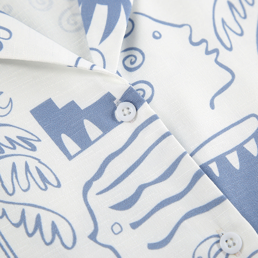 Damen Set Lässige Bluse und Shorts Atmungsaktives Gewebe 4