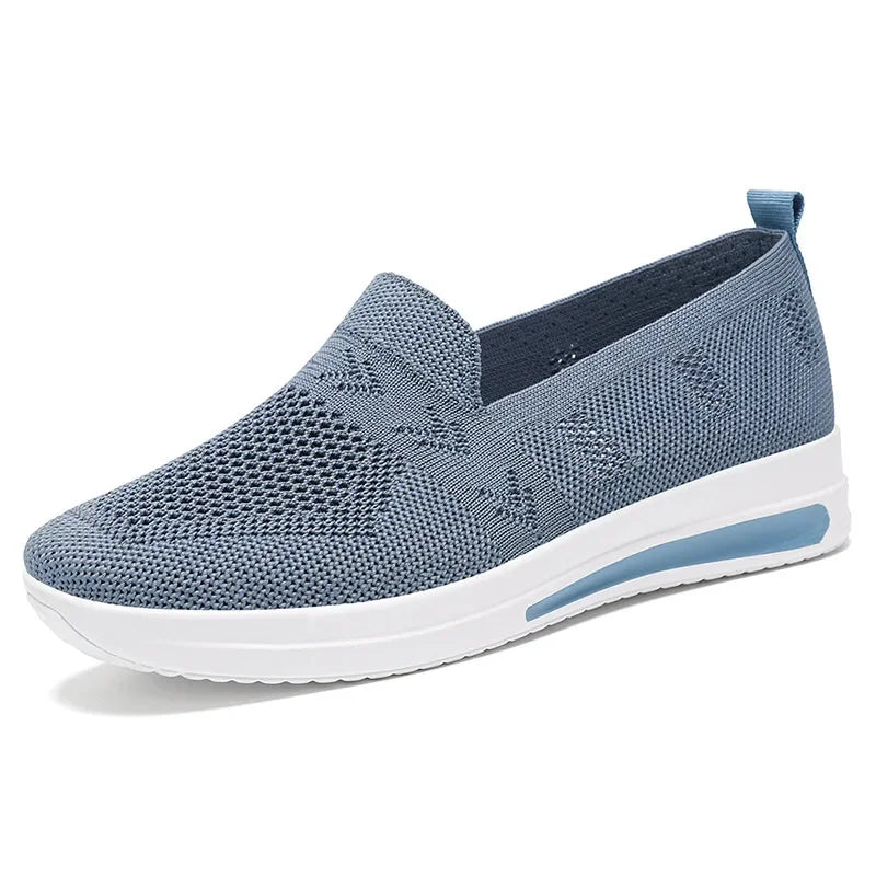 Damen Sneakers Atmungsaktive Strick-Mesh Slip-On Schuhe 10