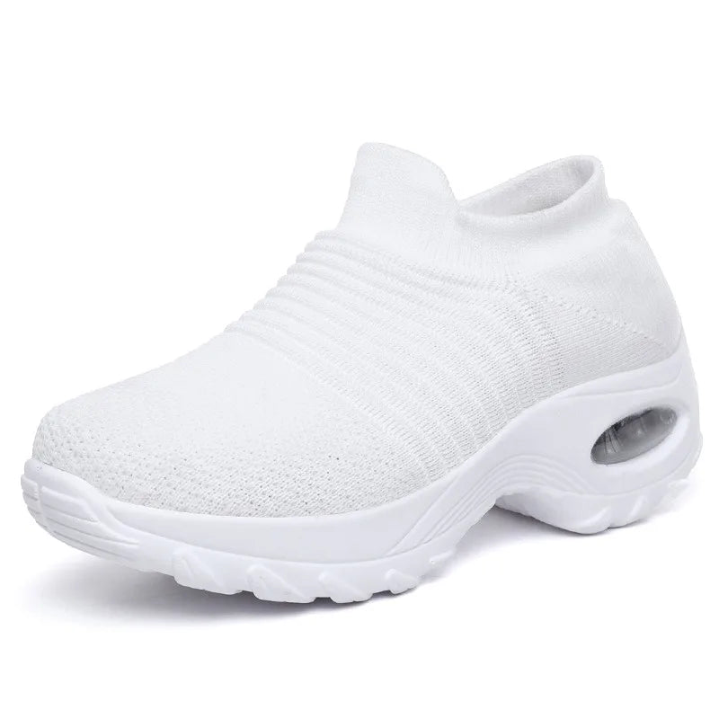 Damen Sneakers Plattform Atmungsaktives Obermaterial Rutschfeste Sohle 9