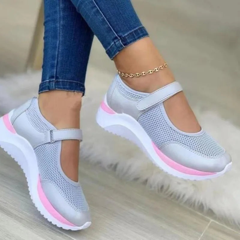 Damen Sneakers Strick Rundkopf Dicke Sohle Freizeit Schuhe 3