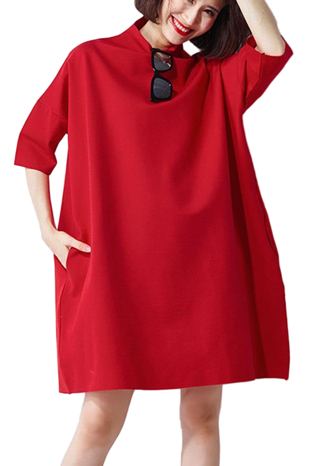 Damen Sommerkleid mit Rollkragen und halblangen Ärmeln für Partys und Freizeit 0