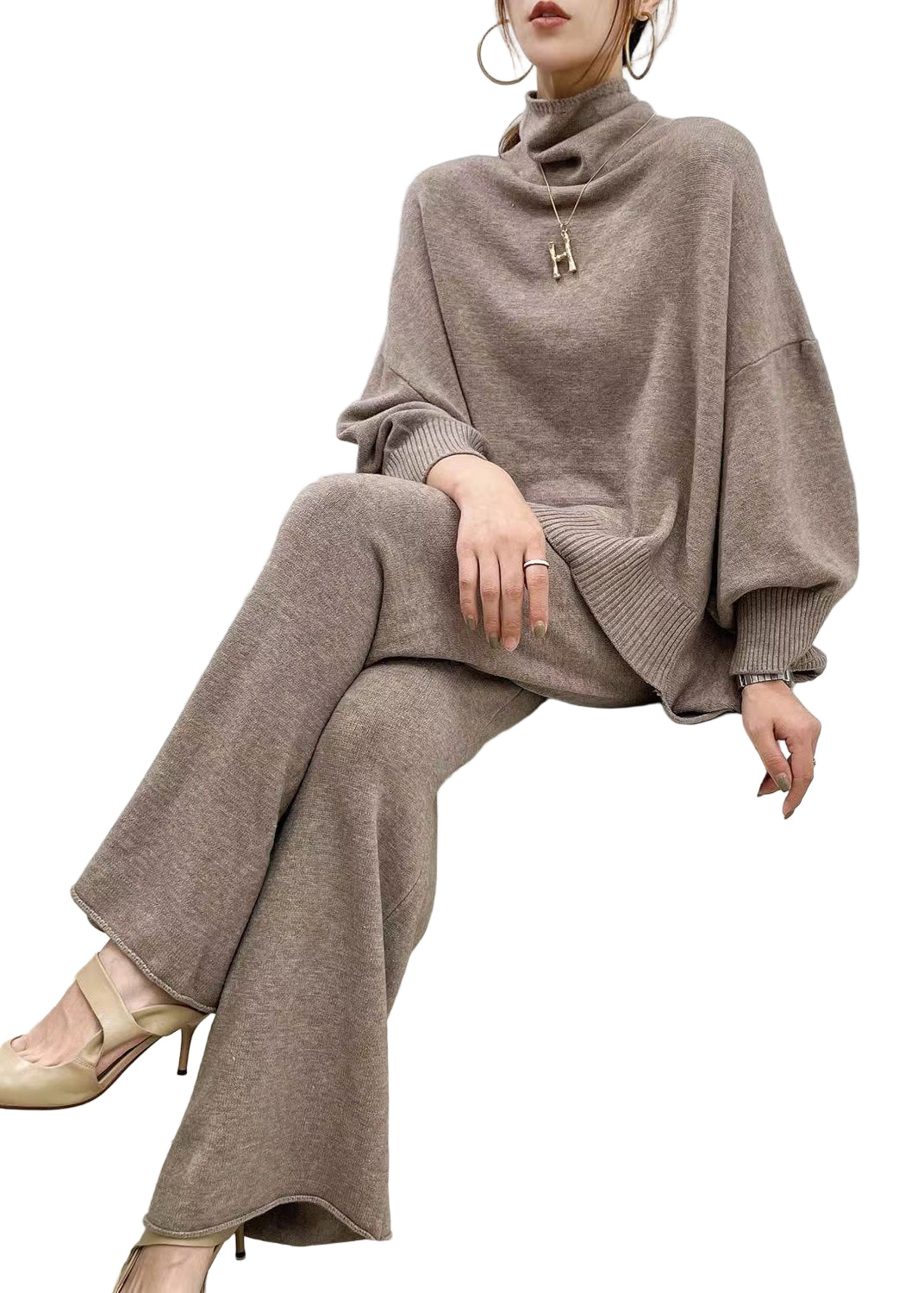 Damen Strickset Weites Bein Stilvoll und Bequem 0