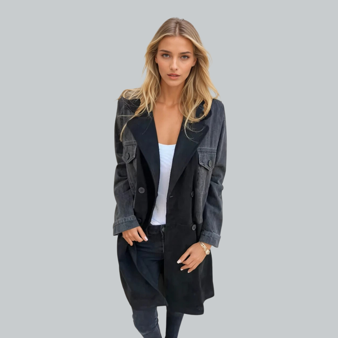 Damen Trenchcoat mit Denim-Stich und Relaxed Fit 2