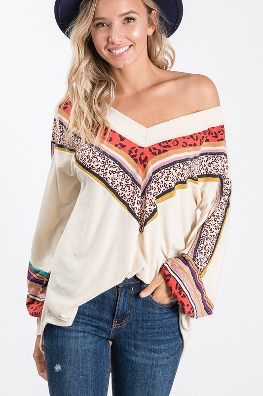 Damen V-Ausschnitt Bluse mit Bischofärmeln aus Baumwolle 2