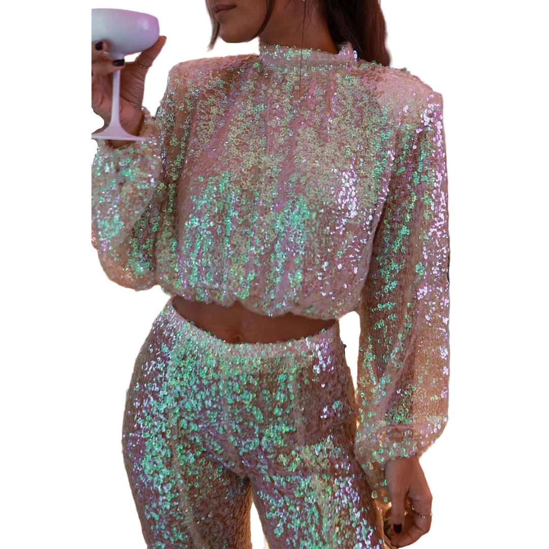 Damen Zweiteiler Rollkragen Modernes Design für Festliche Anlässe 0