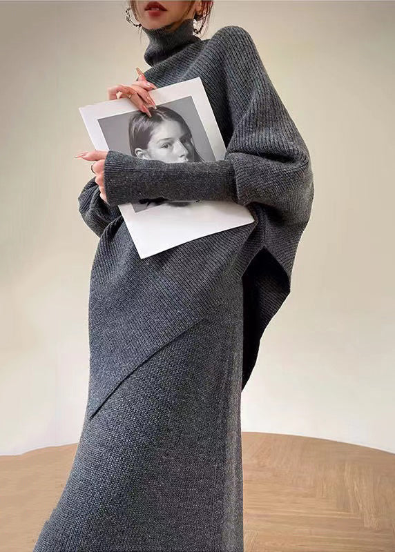 Damen Zweiteiler Set Asymmetrisch mit Hohem Kragen für den Frühling 1