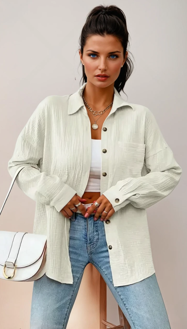 Damenbluse Klassisch Entspannt 100% Baumwolle - Vielseitige Bluse für Alltag und Büro 8