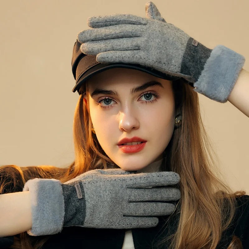 Damenhandschuhe Plüsch Elastisch Warm für Winter 5