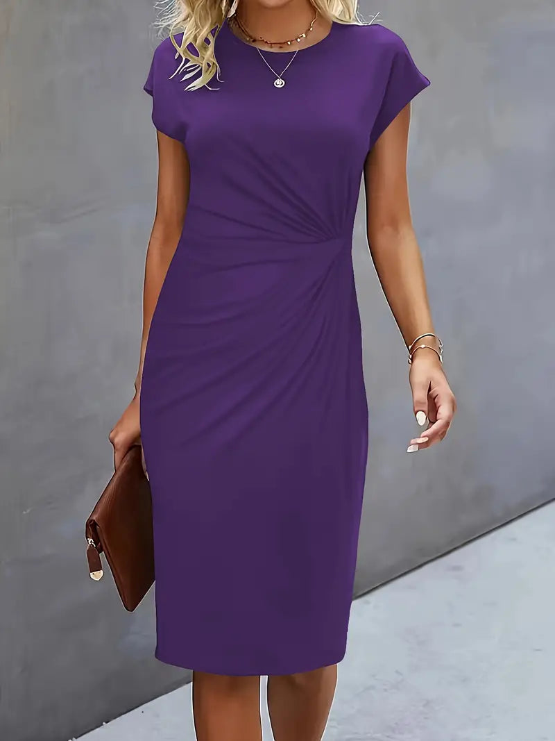 Variant image for Damen Midi Kleid Elegantes Rundhalsausschnitt Hochwertiger Stoff-43
