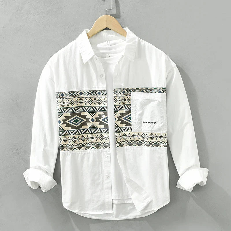 Herrenhemd Patchwork Stil Baumwolle Atmungsaktiv für Sommer und Freizeit 2