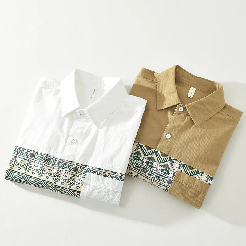 Herrenhemd Patchwork Stil Baumwolle Atmungsaktiv für Sommer und Freizeit 6