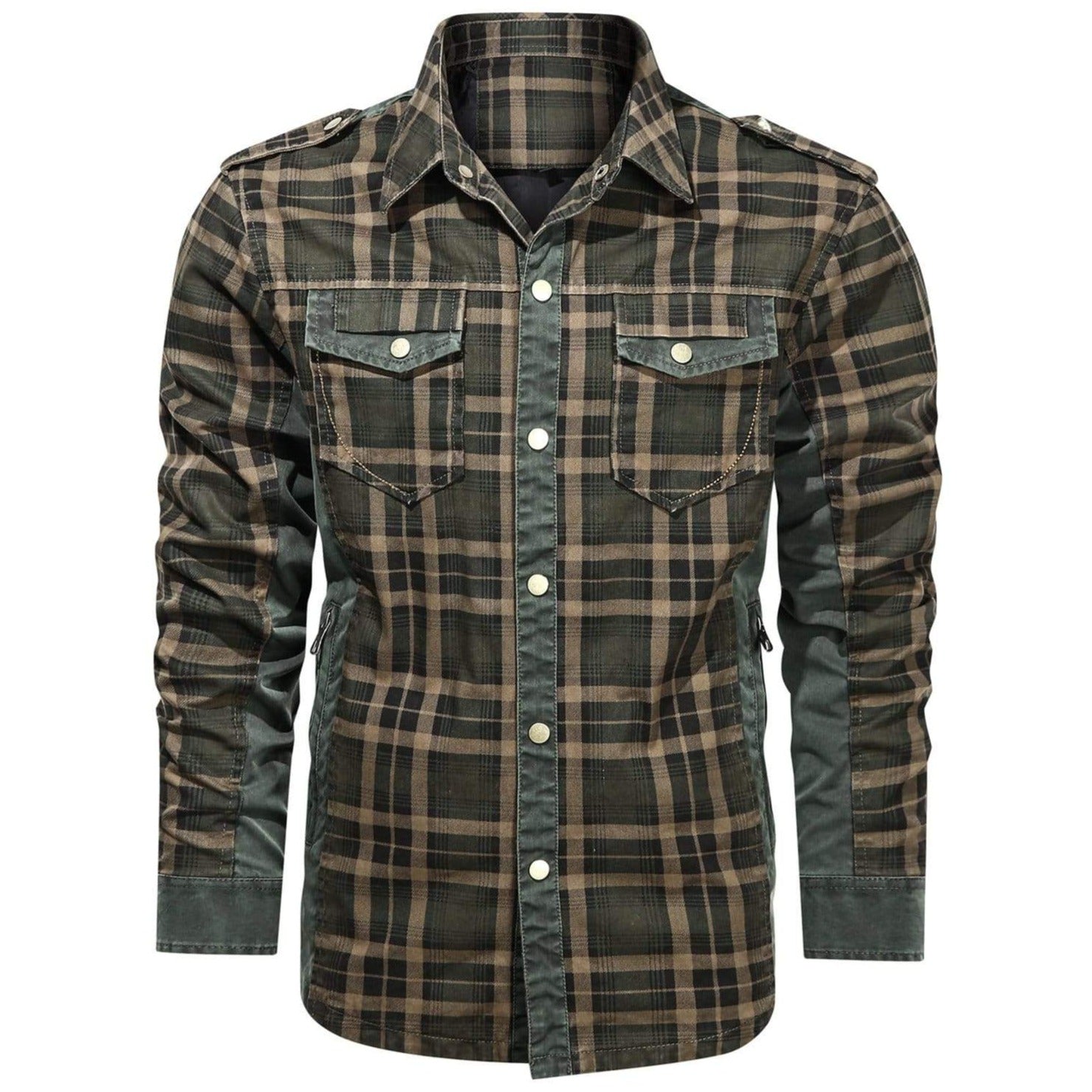 Herren Flanellhemd Langarm Klassisch Baumwolle-Polyester 3