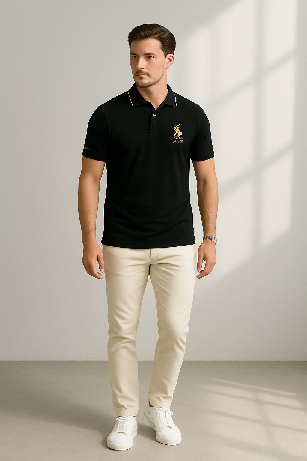 Herren Polo Shirt Klassischer Schnitt Mit Gesticktem Detail Aus Weichem Material 1